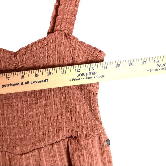 Roxy Adventure Bound Baked Clay Wide Leg Jumpsuit Size L Striped Linen Blend - Picture 6 of 6